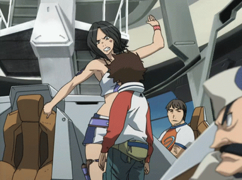 A Woman In A White Top Is Standing Next To A Boy In A Red Shirt GIF