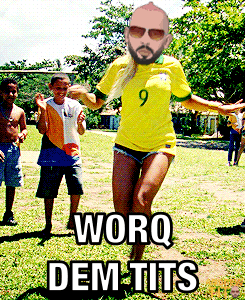 a woman in a yellow shirt with the number 9 on it is dancing in a field
