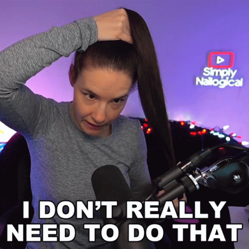 A Woman In Front Of A Microphone With The Words I Don 'T Really Need To Do That Below Her GIF