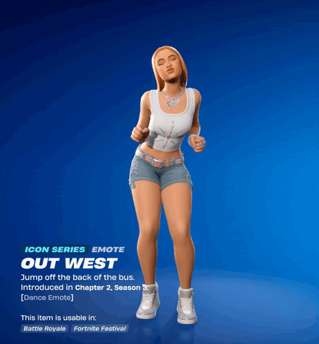 A Woman In Shorts And A White Tank Top Is Jumping Off The Back Of The Bus GIF