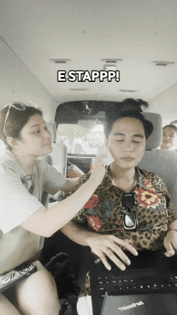 a woman is applying makeup to a man 's face and the caption says e stappp !