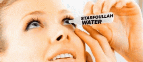 A Woman Is Applying Starfoullah Water To Her Eye GIF