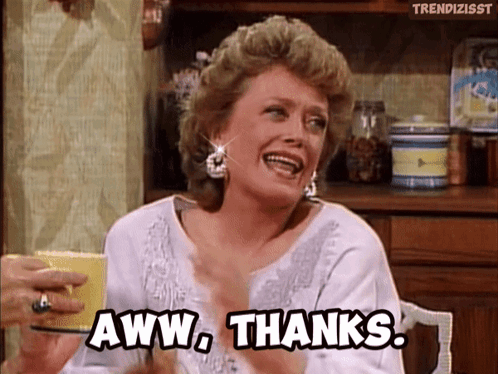 A Woman Is Clapping And Saying Aww Thanks . GIF