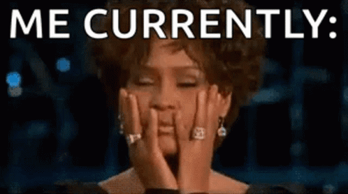 A Woman Is Covering Her Face With Her Hands With The Words `` Me Currently '' Written Above Her . GIF
