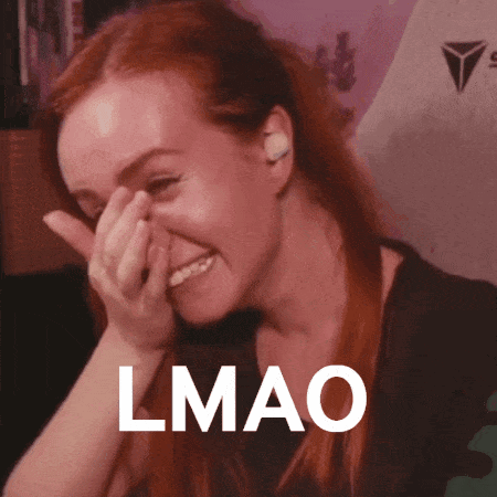 A Woman Is Covering Her Nose With Her Hand And The Word Lmao Is On The Bottom Right GIF