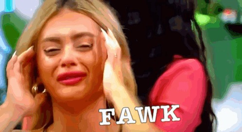 A Woman Is Crying And The Word Fawk Is On The Bottom GIF