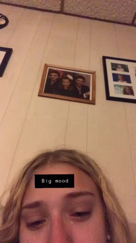 Woman Crying In Front Of Big Mood Frame GIF