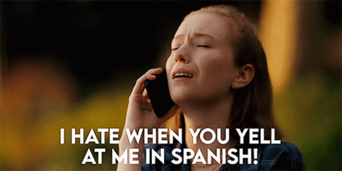 A Woman Is Crying While Talking On A Cell Phone And Saying I Hate When You Yell At Me In Spanish GIF