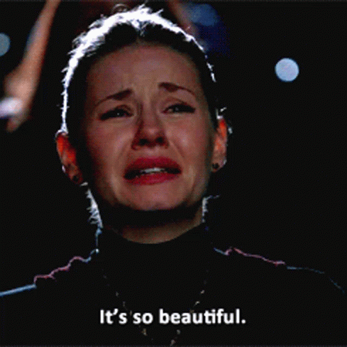 A Woman Is Crying With The Words It 'S So Beautiful GIF