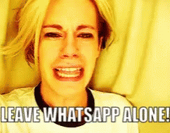 A Woman Is Crying With The Words " Leave Whatsapp Alone " Above Her GIF