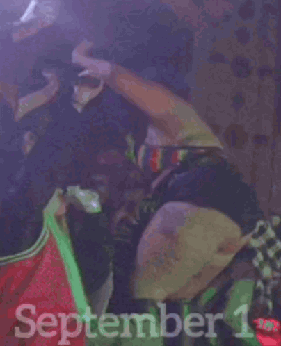 a woman is dancing in a club with the date september 1 on the bottom