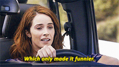 A Woman Is Driving A Car And Says Which Only Made It Funnier . GIF