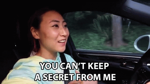 A Woman Is Driving A Car And Says You Can 'T Keep A Secret From Me . GIF