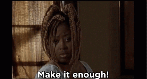A Woman Is Hanging From A Rope And Says Make It Enough . GIF