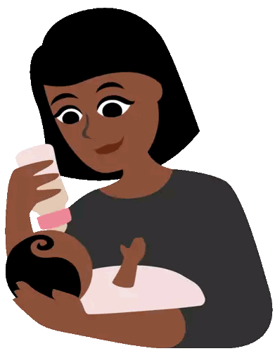 a woman is holding a baby and feeding it from a bottle