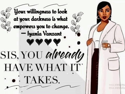 A Woman Is Holding A Cup Of Coffee And A Quote From Lyantal Vanzant GIF
