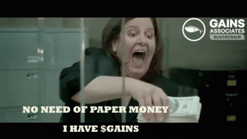 A Woman Is Holding A Stack Of Money Behind A Glass Door And Screaming . GIF