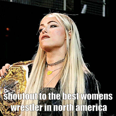 A Woman Is Holding A Wrestling Championship Belt With The Caption Shoutout To The Best Womens Wrestler In North America GIF