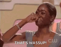 A Woman Is Holding Her Nose And Saying `` That 'S Wassup '' . GIF