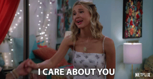 Woman Holding Hand Says I Care About You GIF