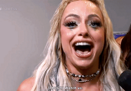 A Woman Is Laughing With Her Mouth Open And The Words Laugh Watch Us On The Bottom GIF