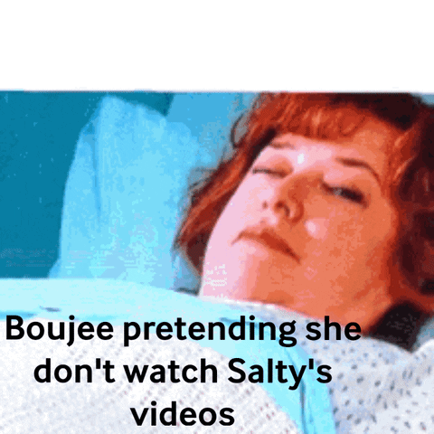 A Woman Is Laying In A Hospital Bed With The Caption Boujee Pretending She Does N't Watch Salty GIF