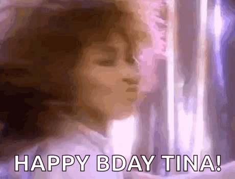 A Woman Is Looking Out A Window And Says Happy Bday Tina . GIF