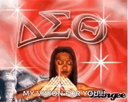 A Woman Is Making A Delta Sigma Symbol With Her Hands . GIF