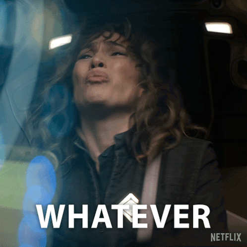 Woman Making Face In Front Of Netflix Sign GIF