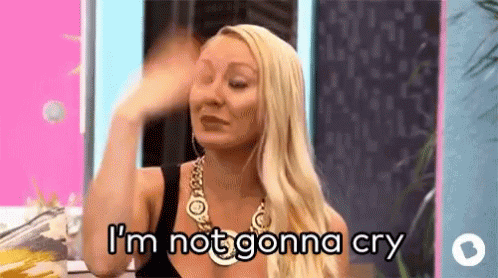 A Woman Is Making A Funny Face And Saying I 'M Not Gonna Cry . GIF