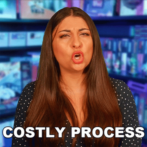 A Woman Is Making A Funny Face And The Words Costly Process Are Behind Her GIF