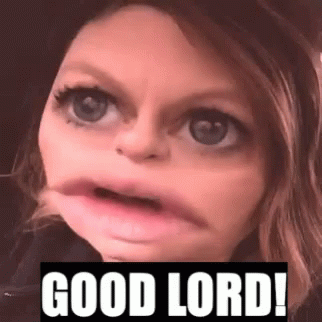 A Woman Is Making A Funny Face With Her Mouth Open And The Words `` Good Lord '' Written On The Bottom . GIF