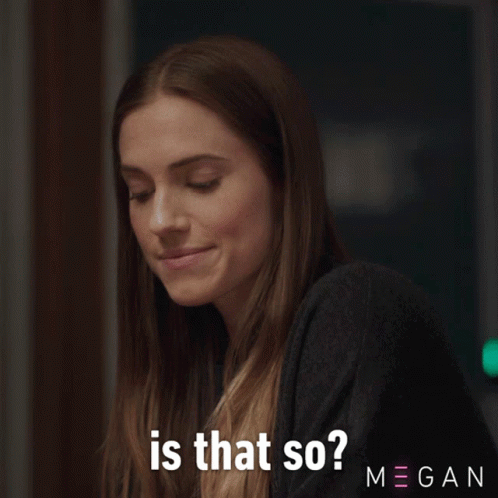 A Woman Is Making A Funny Face With The Words Is That So Megan Behind Her GIF