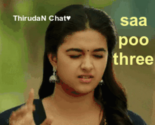 Woman Making Funny Face With Saa Poo Three Text GIF