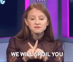 A Woman Is Making A Gesture With Her Hands And Says We Will Spoil You GIF