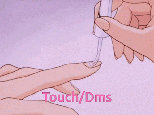 A Woman Is Painting Her Nails And The Words Touch / Dms Are Visible GIF