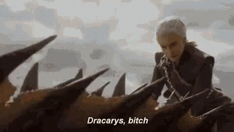 A Woman Is Riding On The Back Of A Dragon And Says Dracarys Bitch GIF