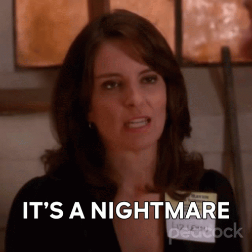 A Woman Is Saying It 'S A Nightmare While Looking At The Camera . GIF