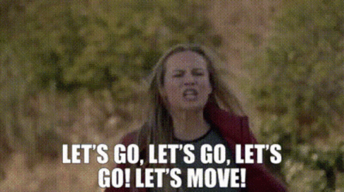 A Woman Is Saying Let 'S Go , Let 'S Go , Let 'S Go , Let 'S Go ! GIF