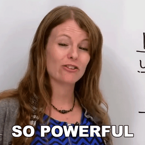 A Woman Is Saying So Powerful In Front Of A White Board GIF