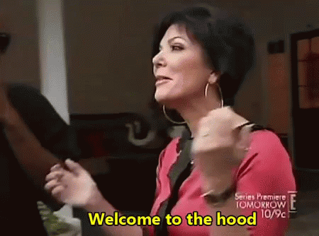 A Woman Is Saying Welcome To The Hood In A Video GIF