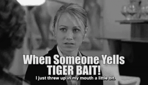 A Woman Is Saying When Someone Yells Tiger Bait GIF