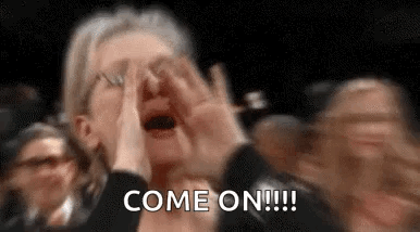 A Woman Is Screaming In A Crowd With Her Hands On Her Face And The Words `` Come On '' . GIF