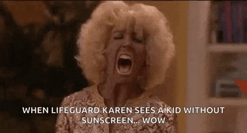 A Woman Is Screaming With Her Mouth Open While Wearing A Sunscreen . GIF