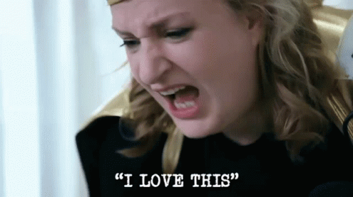 A Woman Is Screaming With The Words " I Love This " On The Bottom GIF
