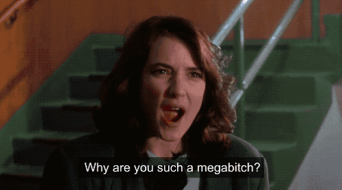 A Woman Is Screaming With The Words Why Are You Such A Megabitch Below Her GIF