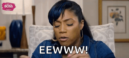 A Woman Is Sitting In A Chair And Saying Eewww . GIF