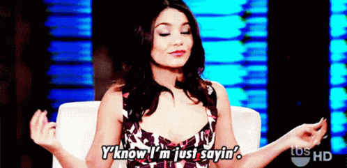 A Woman Is Sitting In A Chair And Saying Y 'Know I 'M Just Sayin GIF