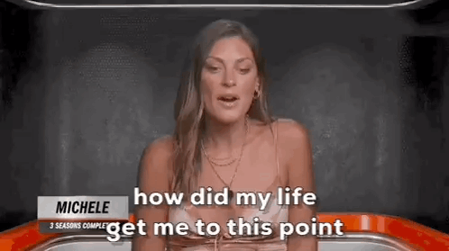 A Woman Is Sitting In A Chair And Talking About How Her Life Got Her To This Point . GIF