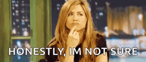 A Woman Is Sitting In Front Of A Window With Her Finger On Her Chin And Says `` Honestly , Im Not Sure '' . GIF
